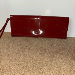 Alfani Burgundy Patent Leather Evening Clutch Purse